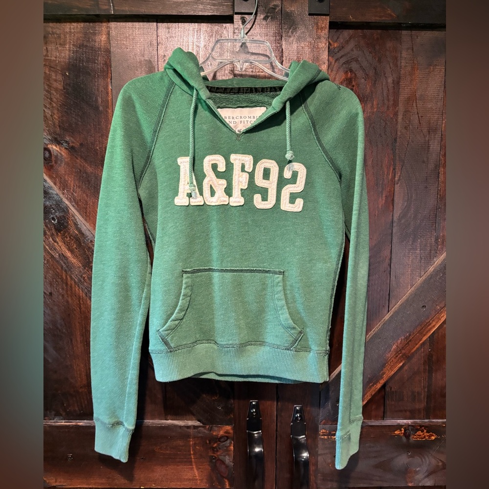 Abercrombie & Fitch Green Boxy Long Sleeve Hoodie